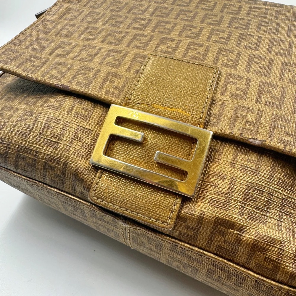Fendi Gold Zucchino Canvas Mamma Forever Shoulder Bag TWS - Picture 6 of 12